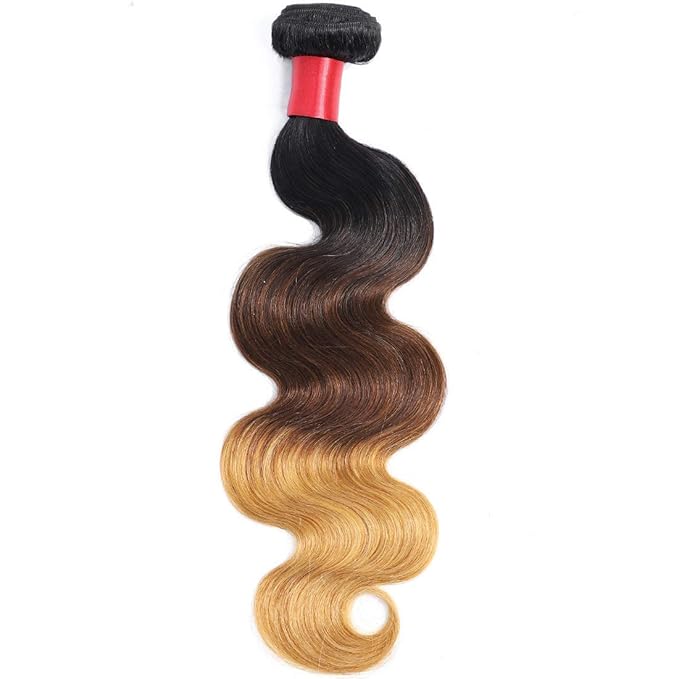 Ombre Human Hair Bundles 1b/4/27 Brazilian Three Tone Ombre Body Wave Human Hair 3 Bundles 20 22 24inch 100% Unprocessed Virgin Hair Bundles Weaves Extensions for Women