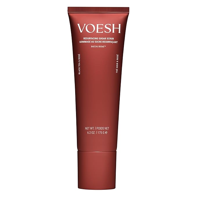 VOESH Resurfacing Sugar Scrub - Black Tea & Rose, Sugar Body Scrub, K-Beauty Korean Skincare for the Body