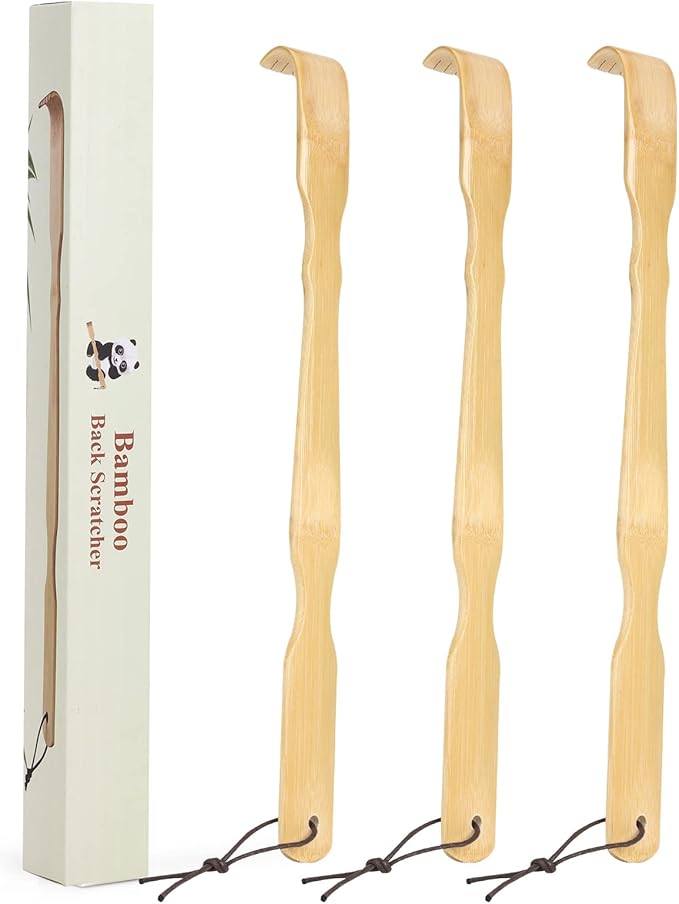 YIMICOO Wooden Bamboo Back Scratcher, 17 Inch Long Handle Back Scratchers for Adults Men Women, with Beautiful Gift Packaging (3 Pack)