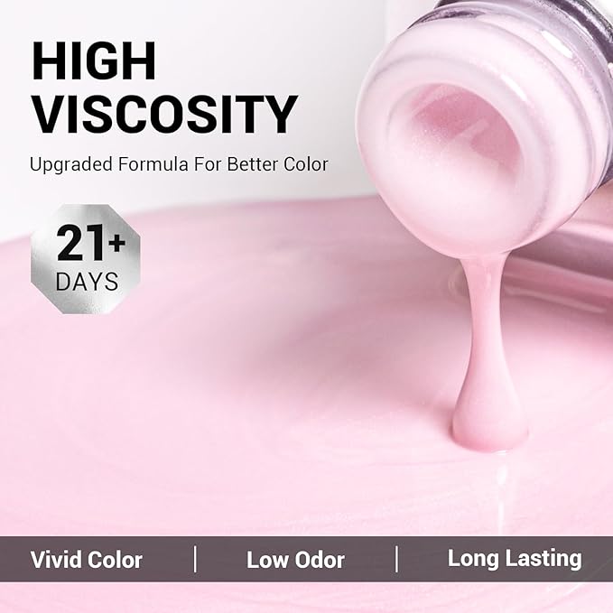 MelodySusie Shimmer Pearl Pink Gel Nail Polish, 0.5fl oz Soak Off UV LED Thread Effect Swirl Shell Pink Gel Polish Gift for Women Nail Art Manicure Salon DIY Nail Design Decoration at Home-A1602