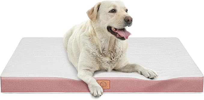 Sunheir Washable Orthopedic Large Dog Bed, Big Waterproof Dog Crate Bed 36" | Removable Machine Washable Cover, Egg Crate Foam Support, Easy-Clean, Anti-Slip Bottom, Soft Pet Bed Mat for Crate, Pink
