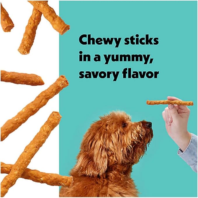 Wiggles & Wags Meaty Sticks Dog Treats, Bacon & Cheese Flavor, 6 oz with DN Essentials Bone Shaped Bag Dispenser & Roll