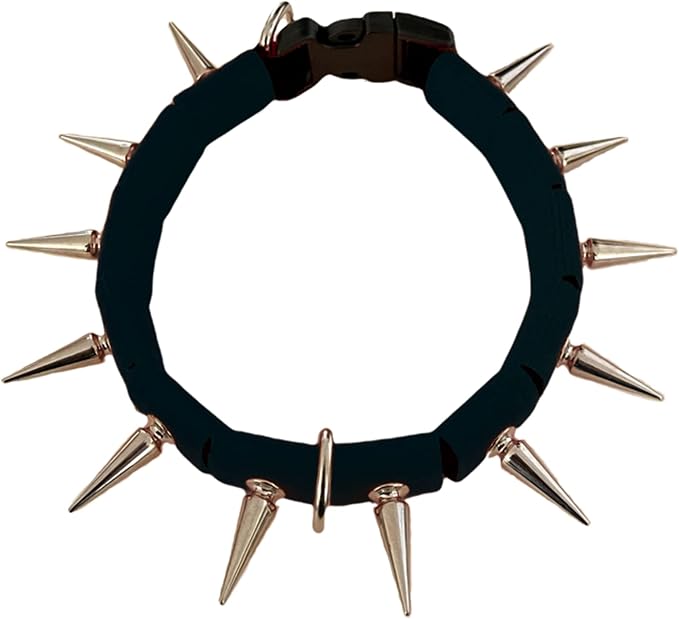 CoyoteCollar Spike Dog Collar, Adj/Replaceable Spikes, Medium, Black