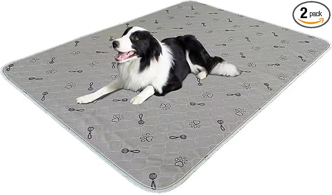 Peepeego 2Pack Pee Pads Washable 36”x48 +Free Dog Comb, Waterproof Rugs Non Slip