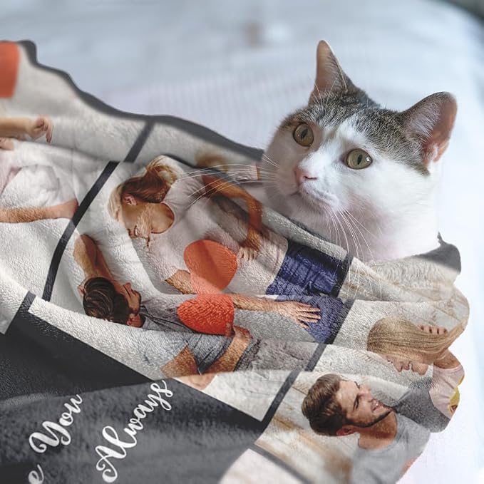 Ships Next Day, Custom Sherpa Fleece Blanket with Photos Text Soft Warm Custom Blanket Personalized Couples Gifts for Boyfriend Girlfriend Customized Picture Blanket Gifts for Christmas Valentines Day