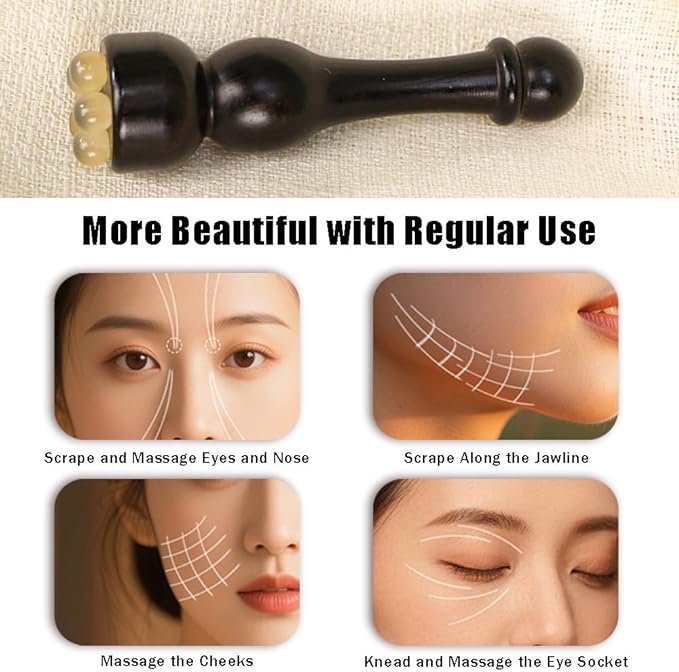 OULIGET Eye Cream Massage Sticks,Sandalwood Eye Face Roller Massager,Eyes Fatigue Relief Massage Stick for Reducing Puffiness Bags Muscle Ache, 2.9 Inches