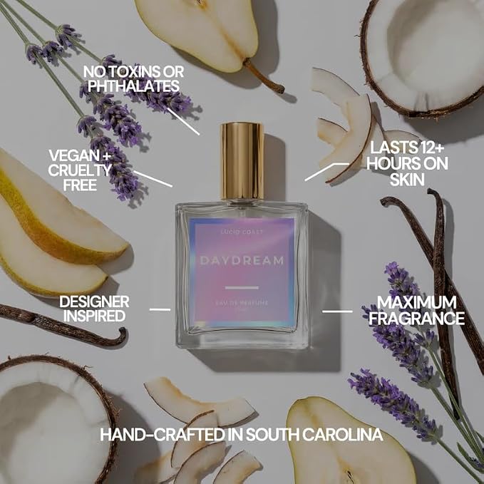 Day Dream Perfume – Inspired by A. Grande's Cloud | Long Lasting Airy & Sweet Eau de Parfum for Women – Notes of Lavender, Pear & Coconut – Clean & Vegan Extait de Perfume for Women