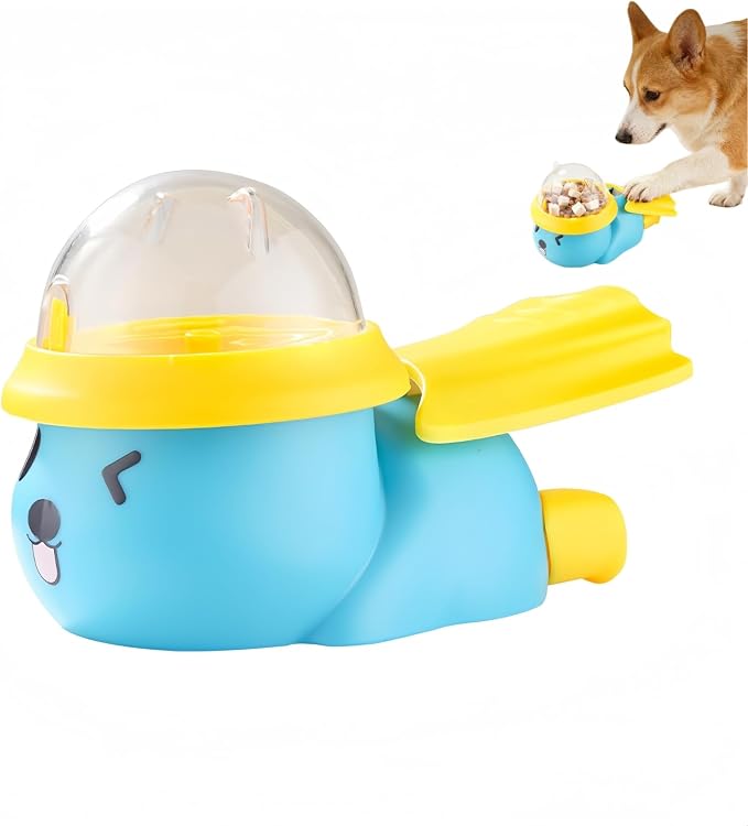 Dog Interactive Treat Dispenser Toy, Interactive Cat Dog Puzzle Toy, Dogs Food Treat Feeding Dispenser for Healthy Eating for Small & Medium (Blue/Yellow)