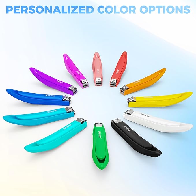 DRMODE Nail Clippers for Men with Catcher, Anti Splash Self-Collecting Finger Nail Clippers Adult with Ergonomics Long Handle, Heavy Duty Mess Free Toenail Clippers Nail Cutter Unique Gifts for Women