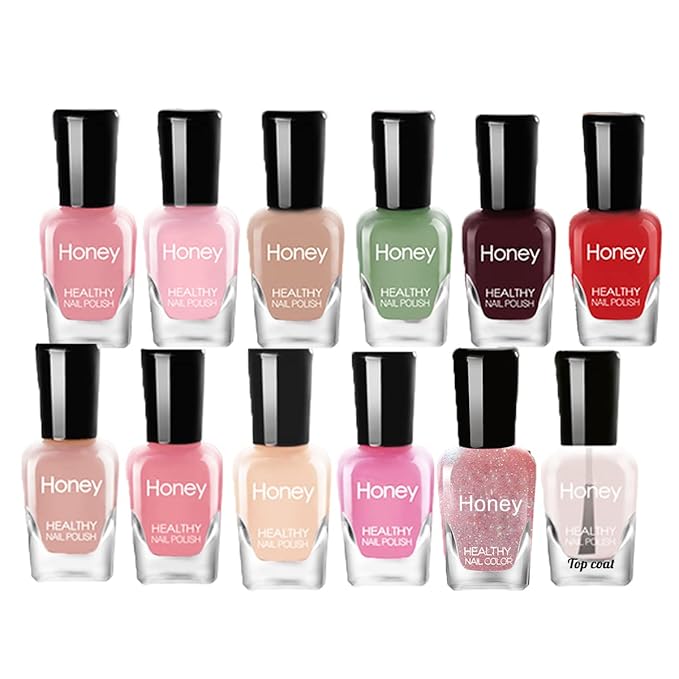 Non Toxic Nail Polish Set, Easy Peel Off and Fast Dry Nail Polish Set for Pack, Eco Friendly and Organic Water Based Nail Polish for Women,Teens(12 Bottles, 5ML)