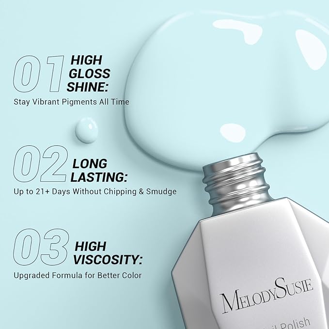 MelodySusie Thick Pastel Blue Gel Nail Polish,0.5fl oz Soak Off UV LED Spring Summer Baby Blue Gel Polish Gift for Women Nail Art Manicure Salon DIY Nail Design Decoration at Home-A1101