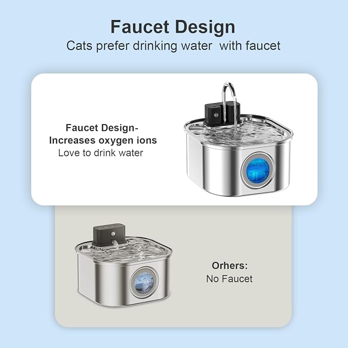 Cat Water Fountain Wireless,Stainless Steel-Rechargeable- Battery Operated Cat Water Fountain,108oz/ 3.2l Automatic Cordless Pet Fountain,Pet Fountain with 4200 Mah Battery