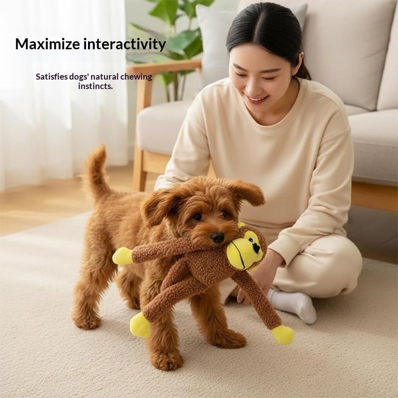 Plush Squeaky Dog Toy, Animal-Shaped Chew Toy for Small and Medium Dogs Interactive Play (Green)
