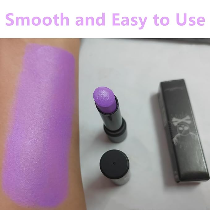 Go Ho Makeup Pastel Purple Cream-Blendable Stick-Waterproof Pastel Purple Professional SFX Witch Ursula Face Paint,Safe Facepaint&Lip Smacking for Halloween Costumes Cosplay