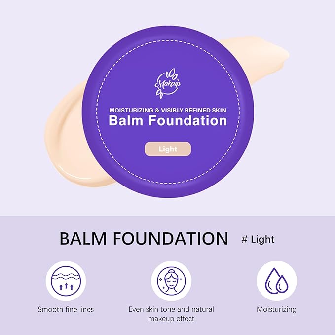Foundation for Mature Skin–Hydrating Age-Defying Makeup Coverage Balm Foundation, Non-Settling Formula for Older Women, Blurs Fine Lines, Satin Finish for All Skin Types (Light)
