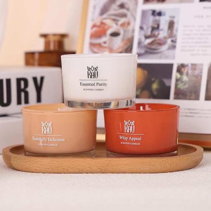Scented Candles for Home Décor - KAV Dancing Rain Premium Scented Candle for Women Men, Embedded Stone and Soy Wax in 3 oz Glass Jar, Natural Aromatherapy (Essential Purity)