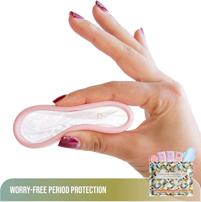 Menstrual Disc Kit with Pad - 5 Pack | Convenience on The Go | Period Kit Pack for Travelling Out of The House | Covers All Flows | Individually Wrapped Feminine Hygiene Care Products