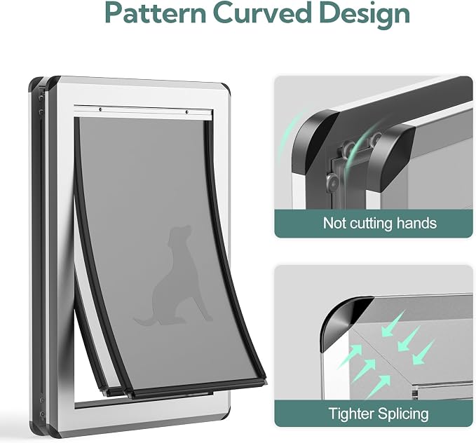 Full Seal-Flaps Dog Door, Aluminum Frame, Large for Doors | Pets Up to 100 Lb, for Interior/ Exterior Doors, Energy-Efficient Insulated Doggy Door, Extreme Weather, Sliding Lock Panel