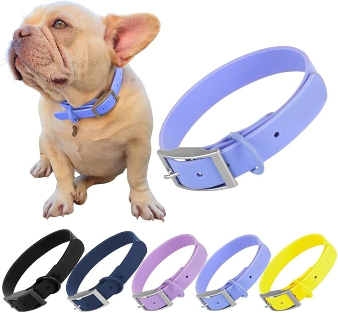 Waterproof Dog Collar, Soft Comfortable Pet Collars, Adjustable Odor Proof Heavy Duty Dog Collars Easy to Clean for Large, Medium Small Dogs Bee N Buu (Cyan Blue, Medium (length12-16, Width 3/4"))