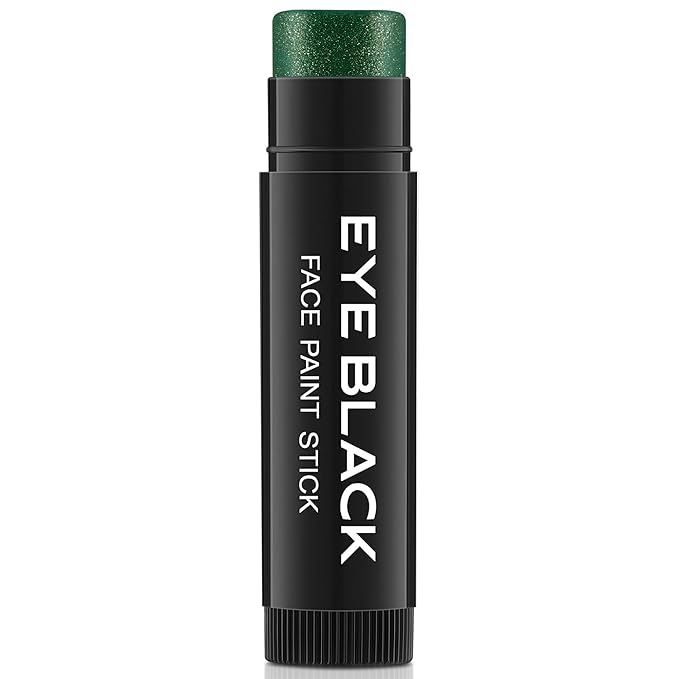 CCbeauty Green Glitter Eye Black Stick For Baseball Football Softball Lacrosse Sport Accessories, Anti-Glare Eyeblack, Waterproof Face Paint, Last All Game, Smooth Application, High Pigmented Color