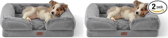 Bedsure Orthopedic Dog Bed Medium Size Dogs - Washable Small Medium Dog Cat Bed Waterproof, Comfort Cats Couch Sofa with Washable Removable Cover, Pets Bed with Nonskid Bottom, Grey, 28" (Pack of 2)