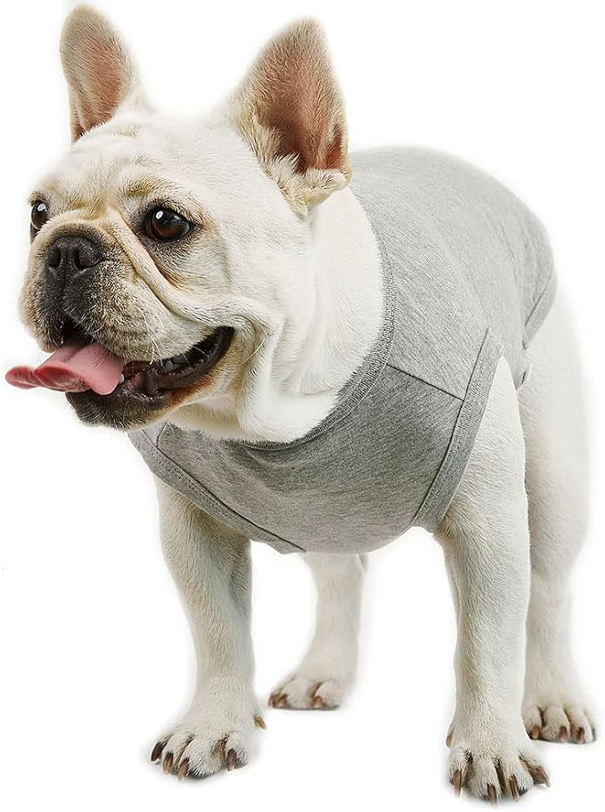 Dog Sleeveless Tank Top Cotton Shirts for Dogs Plain Sleeveless T-Shirts Soft Breathable Cool Dog Shirt pet Clothes (Small, Gray)