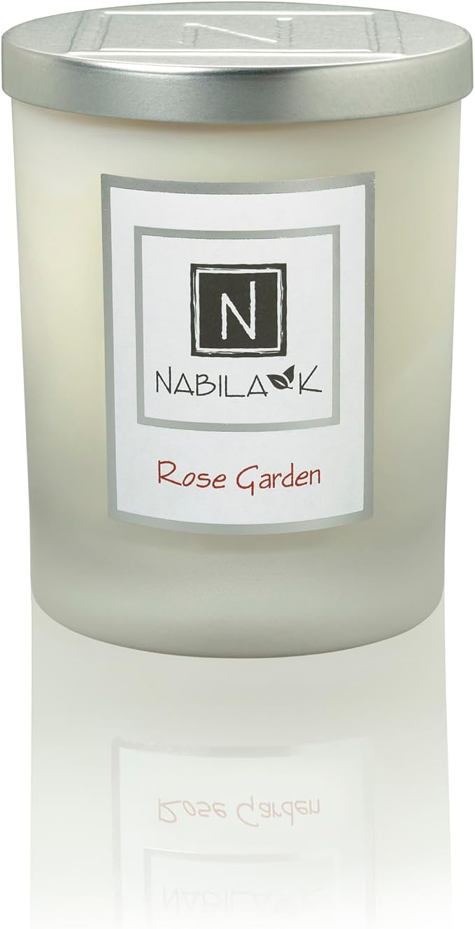 Nabila K – Rose Garden - Soy-Based Candle – Fresh English Damask Roses - Hand-Poured - Cotton Wick - Aromatherapy Candle w/Essential Oils - Made in USA - 14 oz