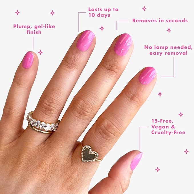 Olive & June Long Lasting Nail Polish | Spring Pastel Nails | Plump Gel-Like Finish No Lamp Needed | Lasts up to 10 days | 15-Free Vegan & Cruelty-Free Chip-Resistant | Grateful & Kind Pure Pink