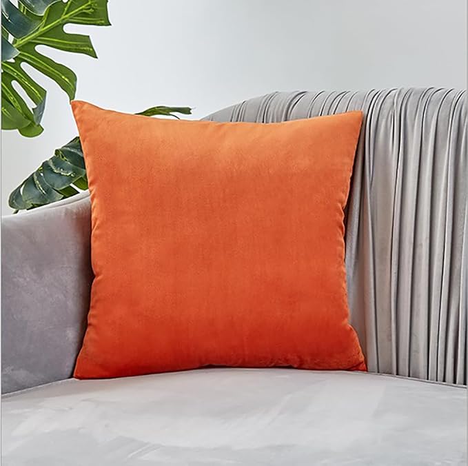 3-Piece Coordinated Throw Pillow Bundle – Well Picked Colors of Blue Yellow and Orange Velvet Throw Pillow Covers and Inserts Included