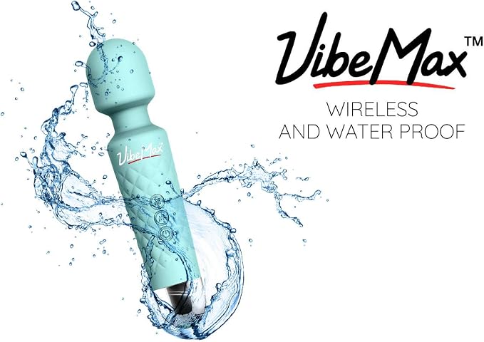 VibeMax Rechargeable Personal Massager - Powerful Multi Speed Vibration - Whisper Quiet - Waterproof - for Muscle Tension Relief in Neck, Back, Shoulders, Legs and Feet - Turquoise
