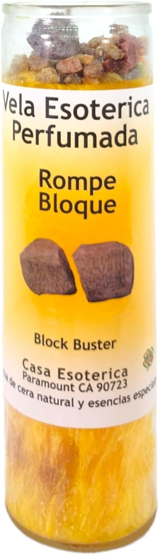 Blockbuster -Palm Wax Spiritual Intention Spell Candle-[Yellow] | Vela CASA ESOTERICA PERFUMADA- (ROMPE BLOQUE)