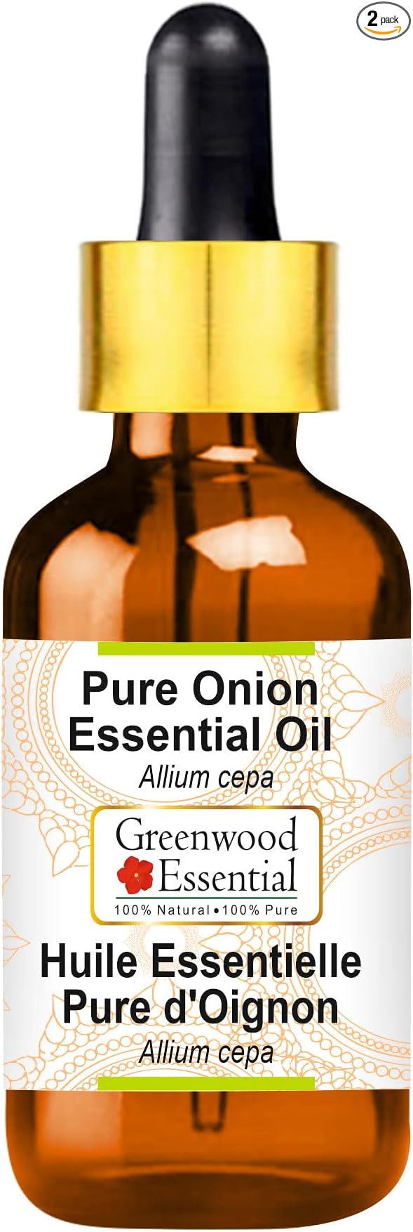 Greenwood Essential Pure Onion Essential Oil (Allium cepa) with Glass Dropper Steam Distilled 100ml (3.38 oz)