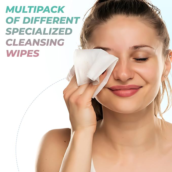 Vitamin C, Collagen, Peptides & Hyaluronic Acid Facial Wipes - Dermatologist Tested, Anti-Aging, Korean Skin Care, Brightening & Hydrating - Gentle, Vegan, 95% Natural- 4 Pack