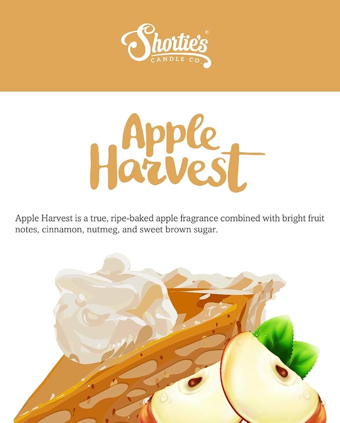 Shortie's Candle Company Apple Harvest Premium Wax Melts 4 Pack - 12 Oz., Strong & Long Lasting, Non-Toxic - Made with Essential & Natural Oils - Formula 117