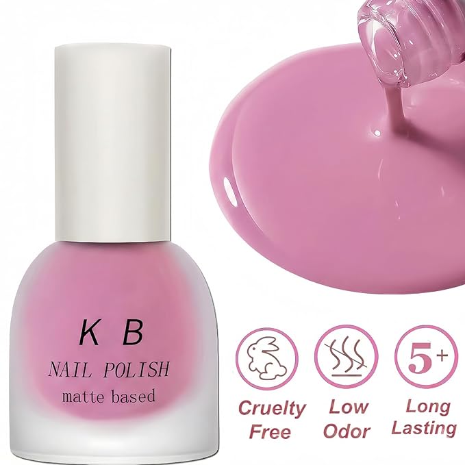 Matte Nail Polish Quick Dry, Soft Pink Nail Polish Air Dry, Vegan Non Toxic Fingernail Color for Women Girls, Candy Pink Matte Finish