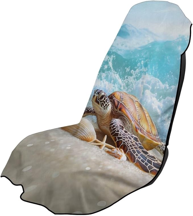 INSTANTARTS Beach Turtle Towel Car Seat Covers Seat Belt Cover Pad Car Seat Towel Cover as Yoga Mat
