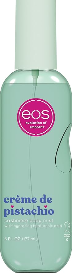 eos Cashmere Body Mist, Crème de Pistachio, Body Spray for Women, Pistachio Perfume, Hair Mist, Moisturizing, Hyaluronic Acid, Glycerin, Vegan, Cruelty-free, 6 fl oz