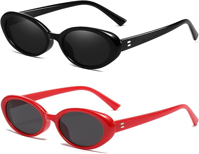 Breaksun Retro Oval Sunglasses for Women Men Fashion Small Oval Sunglasses 90s Vintage Shades
