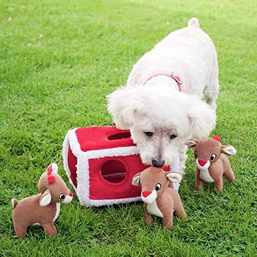 ZippyPaws Burrow Interactive Dog & Puppy Toys for Boredom- Reindeer Pen