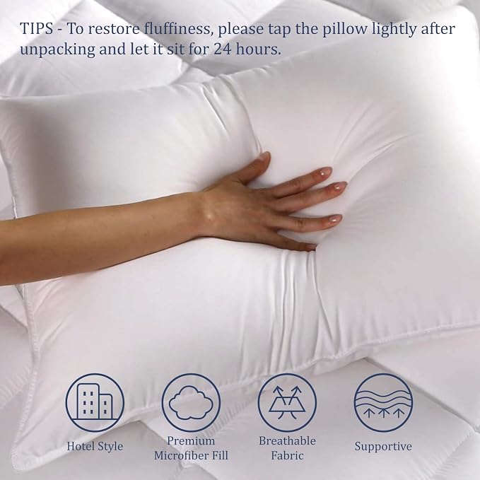 Seward Park Bed Pillow King Size Set of 2, Shams Insert 20 x 36 inch, Down Alternative Cooling Pillows for Stomach, Side or Back Sleeper | Down Alternative Microfiber Filling, Breathable, Medium Support, Cooling Bed Pillow, No Flat, Machine Washable