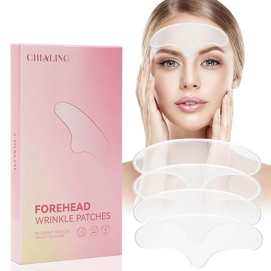 Forehead Wrinkle Patches | Reusable Overnight Smoothing Patches with Lavender Oil | Anti-Wrinkle Silicone Face Tape to Reduce Fine Lines, Prevent Creases | Non-Invasive Facial Pads | Pack of 4