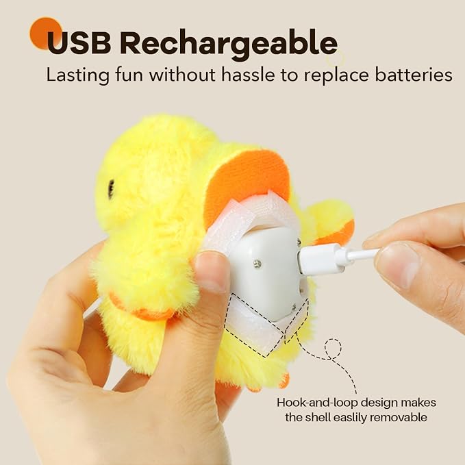 Potaroma Cat Toys Rechargeable Flapping Duck with SilverVine Catnip, Lifelike Quack Chirping, Touch Activated Kitten Kicker Plush Interactive Exercise Toys for All Breeds | Lifelike Quack Chirping, Touch Activated Kitten Kicker Plush Interactive Exerci...