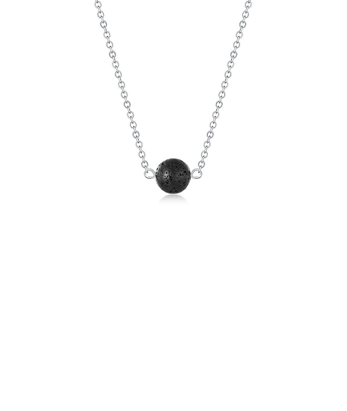 Lava Stone Bead Essential Oil Diffuser Necklace, Lava Ball Essential Pendant Aromatherapy Jewelry with 16.5 inches O Chain