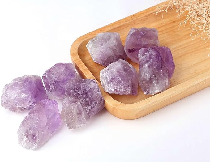 LAIDANLA 2" Light Purple Amethyst Natural Rough Stones Crystal Large Raw Crystals Bulk Healing Cuarzo Gemstones for Reiki Healing Tumbling Fountain Rocks Wire Wrapping Decoration 4PCS 0.5lb