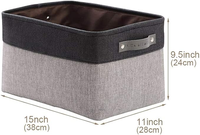 DECOMOMO Storage Bins, Large Fabric Storage Baskets for Shelves 4 Pack | 15 x 11 x 9.5 inches Decorative Linen Closet Organizers (Grey & Black)