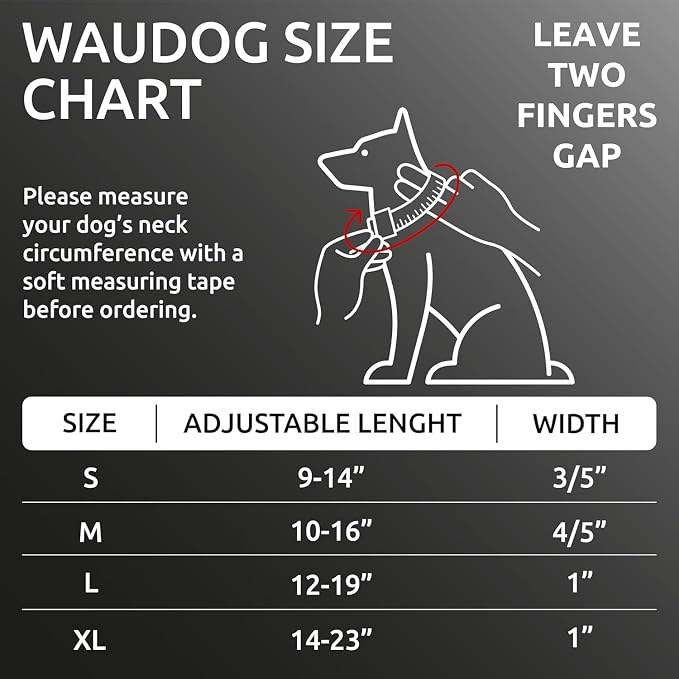 WAUDOG Recycled Cotton Dog Collar Reflective Adjustable Large Medium Small