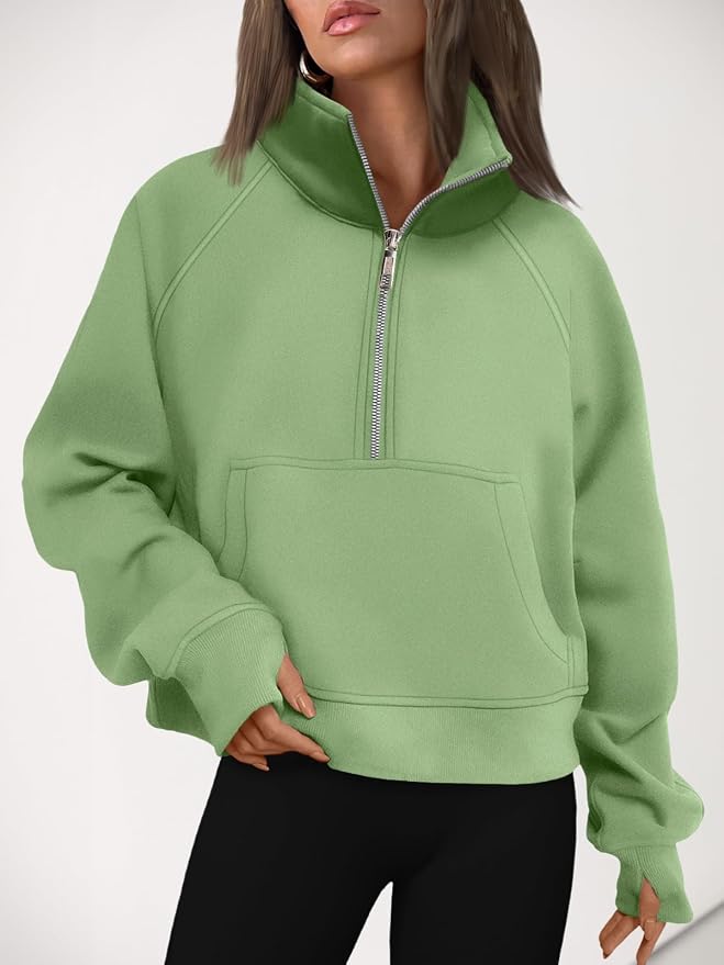 AUTOMET Womens Sweatshirts Half Zip Fleece Pullover Fall Outfits | Fall Fashion Clothes 2026,Cropped Sweatshirts,Cute Y2k Tops,Quarter Zipper Sweater,Winter Loungwear Outfits