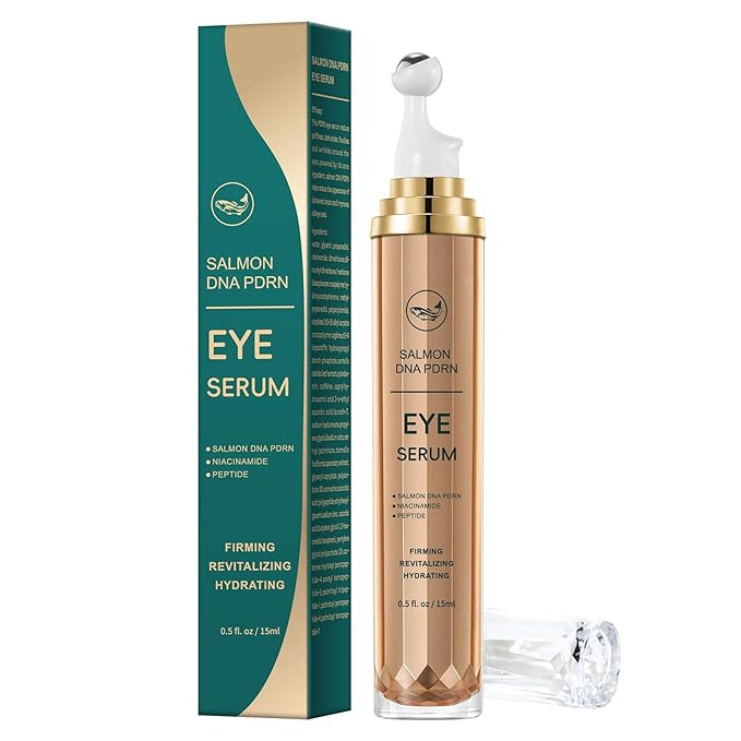 Instant Eye Tightener Puffy Eyes Roller Serum with Salmon DNA PDRN Peptides and Niacinamide Dark Circle, Under Eye Bags, Wrinkle Treatment Cream Eye Serum for Depuffing Firming Anti-Aging, 0.5 fl.oz