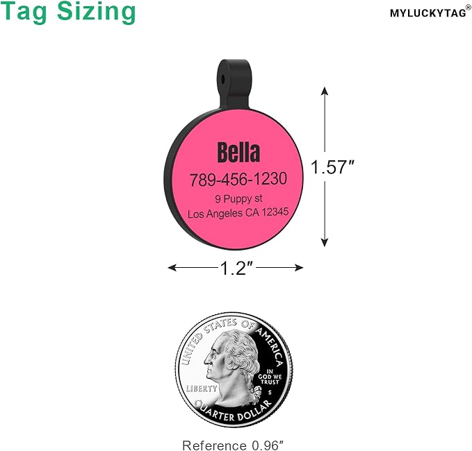MYLUCKYTAG Silent Silicone QR Code Pet ID | Personalized Dog & Cat Collar Tag | Online Profile with Scanned Location Alert Email