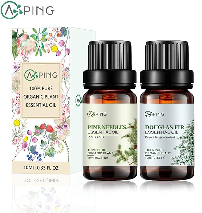 Pine Needles & Douglas Fir Essential Oils - 100% Pure Organic Natural Plant Oils for Diffuser, Aroma, Spa, Massage, Yoga, Perfume, 2x10ML
